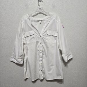 Giorgio Sant' Angelo White Button-Up Top Size 1X